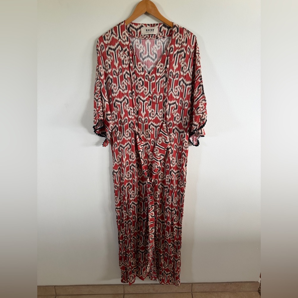 Bazar Deluxe Orange Brown Patterned Maxi Dress large